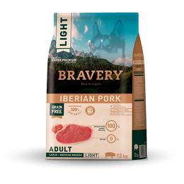 BRAVERY ADULTO PORK IB. MED-LARGE LIGHT 12KG ALI123