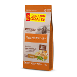 NV DOG NO GRAIN AD MED/MAX CHICKEN 10+2KG GRATIS NATURES VARIETY 927143